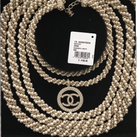 Chanel Multi Strand Pearl Necklace CC Pendant. - Picture 2 of 5